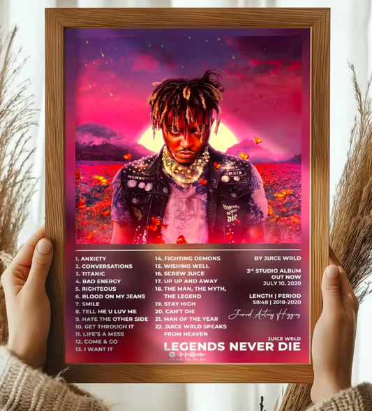 Juice WRLD – Framed Legends Never Die Album Cover 20x30